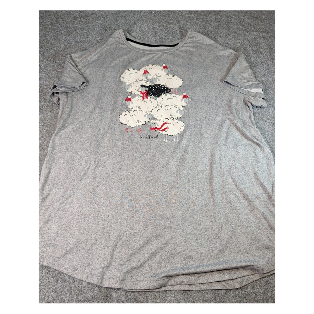 Secret Treasures Be Different Sheep Sleep Shirt Gray Plus Size 2X 3X Lounge Top